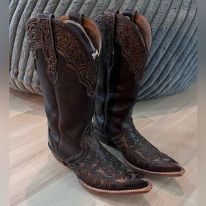 Ariat Womens Presido Brown Die-Cut Leather Western Boots Size 9